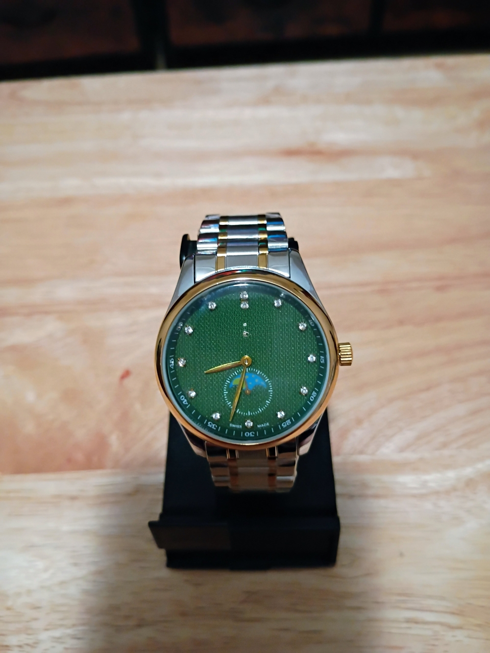 Green Dial Two-Tone Stainless Steel Watch